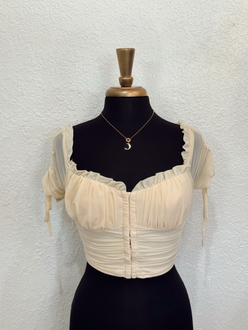 Windsor Light Peach Ruched Sweetheart Crop Top